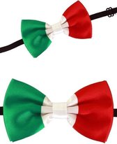 Italie verkleed vlinderstrikje 12 cm voor dames/heren - Italiaanse thema verkleedaccessoires/feestartikelen - Vlinderstrikken/vlinderdassen met elastieken sluiting