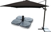 Kopu® Zweefparasol Vigo met parasolvoet - 250x250 cm vierkant - Black