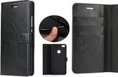 Huawei P10 Lite - Leren Portemonnee Hoesje Zwart - Lederen Wallet Case TPU - Book Case - Flip Cover - Klap - 360 beschermend Telefoonhoesje