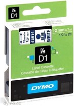 DYMO originele D1 labels | Blauwe Tekst op Wit Label | 12 mm x 7 m | zelfklevende etiketten voor de LabelManager labelprinter | gemaakt in Europa