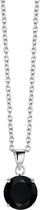 New Bling 9NB 0027 Zilveren collier met hanger - zirkonia rond 10 mm - lengte 40 + 5 cm - zilverkleurig / zwart