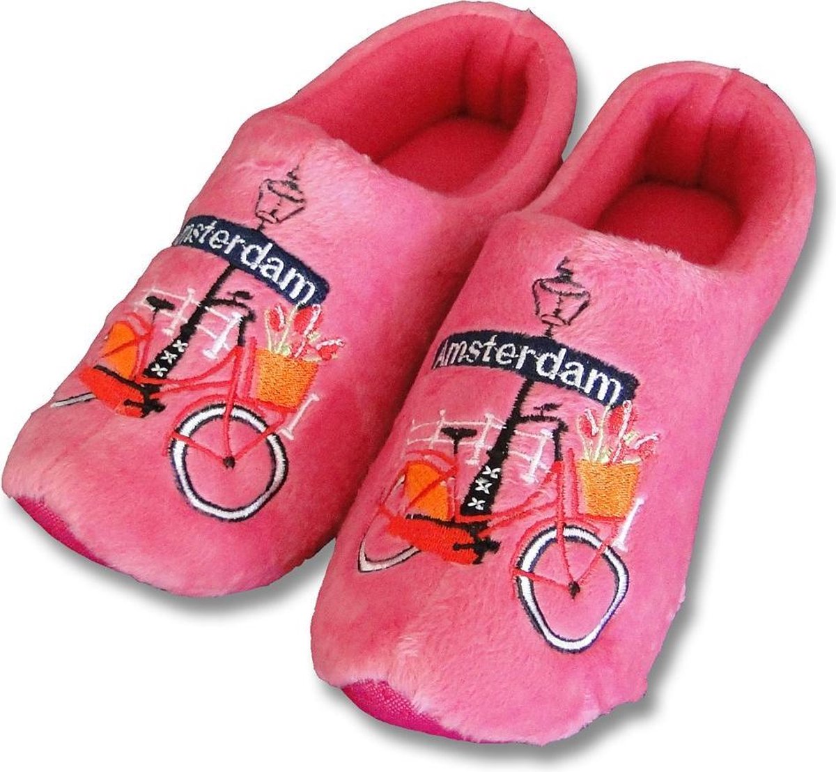 Woodenshoes by Wilhelmus Klomppantoffels Roze met fiets