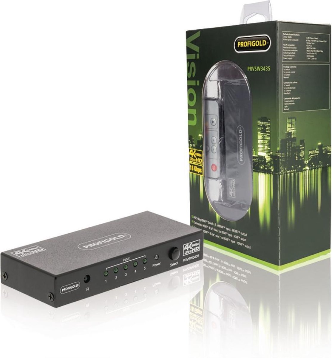 5-Poorts Ultra HD HDMI Schakelaar Zwart