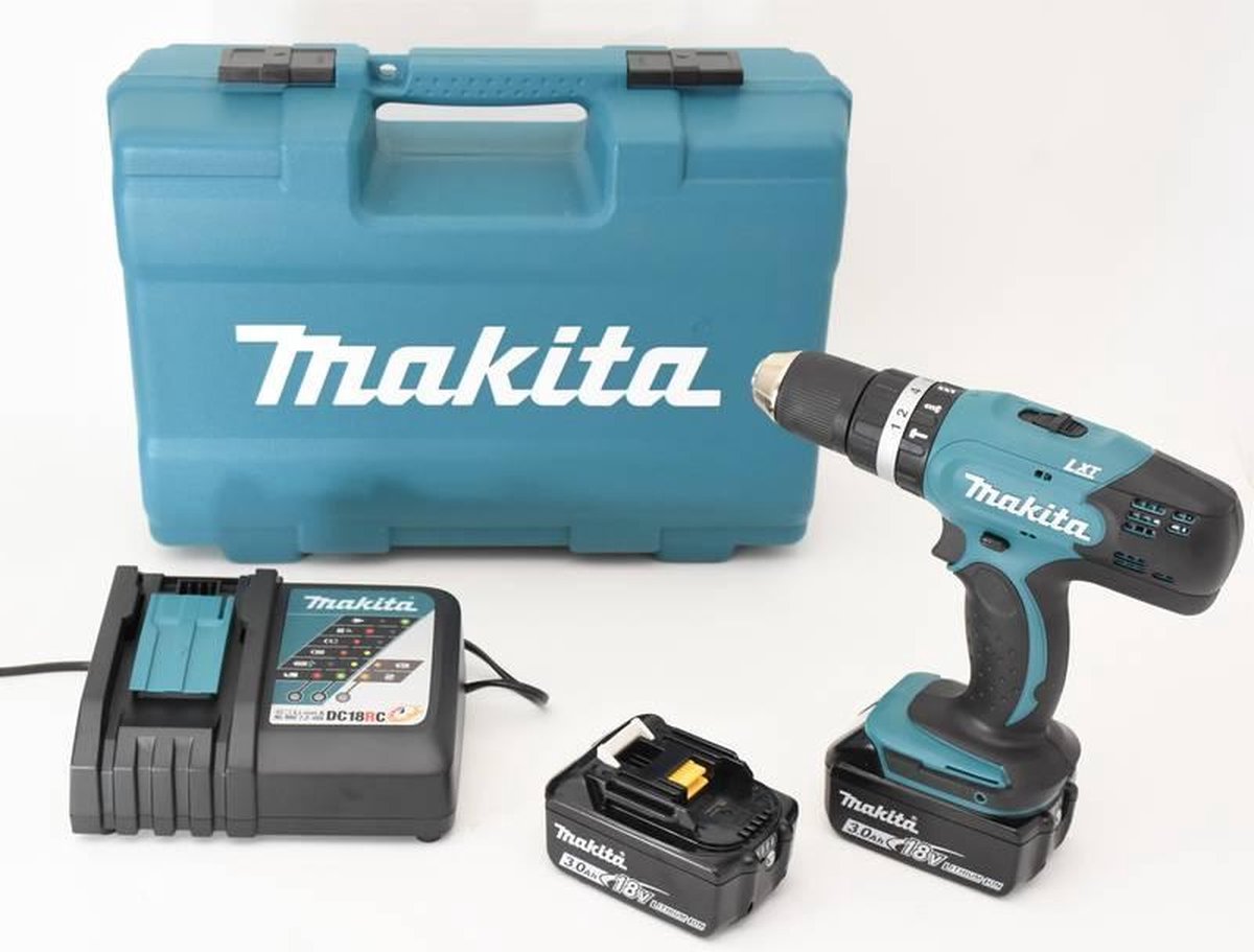 Makita Accu klopboormachine set DHP453RFX4 incl. 2x 3Ah accu, 74-delige boor- en bitset en opbergkoffer – foto 2