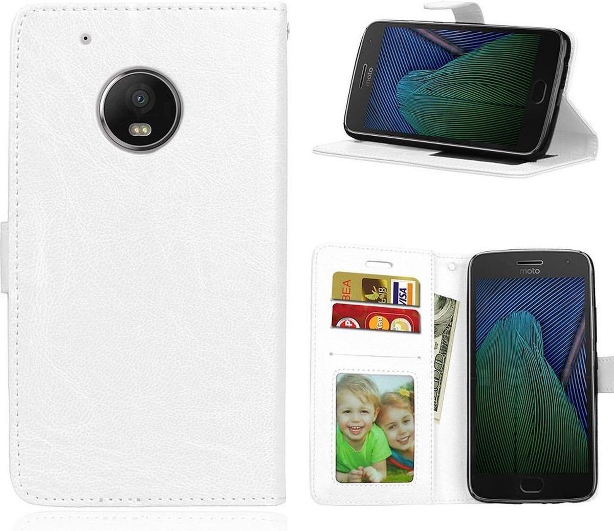Motorola Moto G5S Plus Portemonnee hoesje / book case Wit