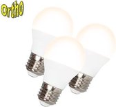 Ortho® - E27 3 stuks LED lampen 9 watt Daglicht (vergelijkbaar met een gloeilamp van 70 watt) 3x9w D