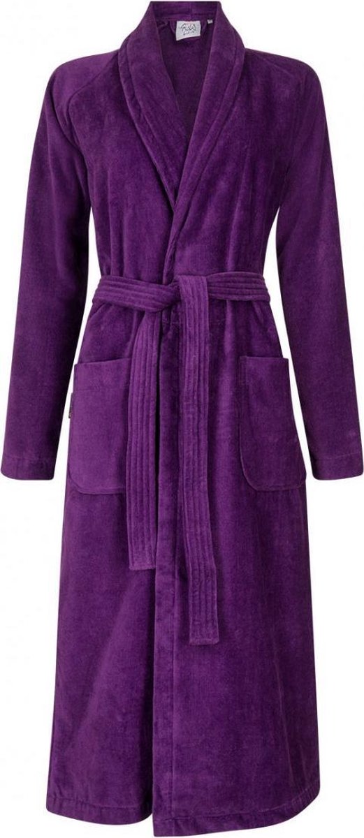 Badrock Dames badjas paars sauna badjas velours katoen paarse badjas sjaalkraag maat L XL