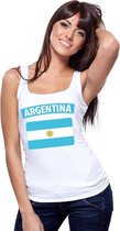 Singlet shirt/ tanktop Argentijnse vlag wit dames S