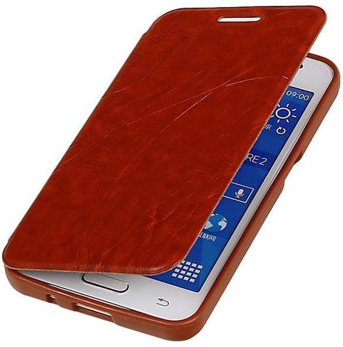 Easy Booktype hoesje Geschikt voor Samsung Galaxy Core II G355H Bruin