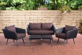 Clp Skara Loungeset - 1,25mm vlak Polyrattan - zwart - terrabruin 40 cm (donkergrijs)