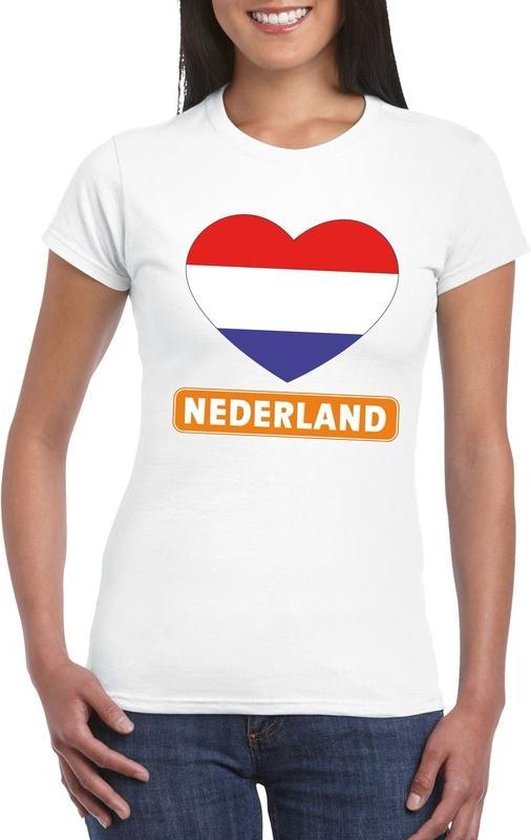 Lagere school Implicaties meer en meer Nederland hart vlag t-shirt wit dames S | bol.com