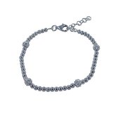 Silventi 910481819 Zilveren armband 3 mm - bolletjes - zirkonia - zilverkleurig