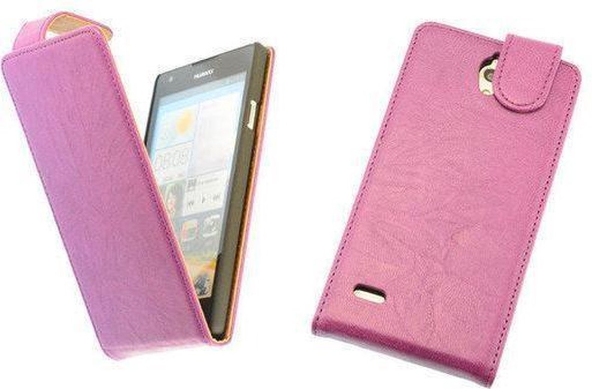 BestCases Lila Kreukelleer Flipcase Huawei Ascend G700