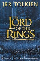 De cover van JRR Tolkiens The Lord of the Rings, met gouden letters en een kasteel op de achtergrond.