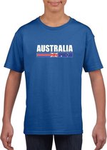 Blauw Australie supporter t-shirt voor kinderen XL (158-164)