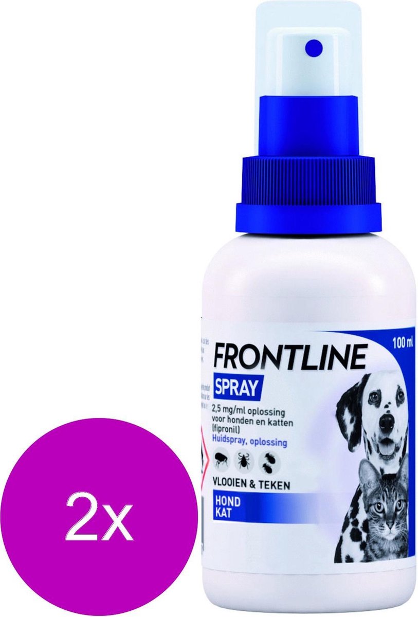 Frontline Spray Hond/Kat - Anti vlooien en tekenmiddel - 2 x 100 ml |  bol.com