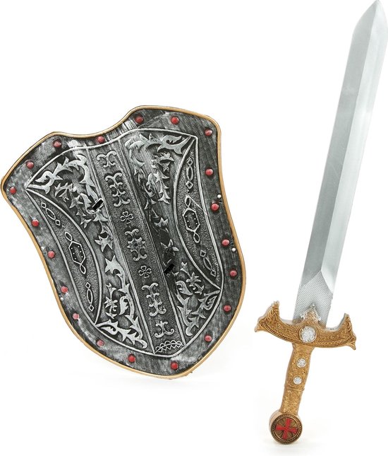 Funny Fashion Kinderen speelgoed verkleed wapens set - voor een ridder - 2-delig - Carnaval - Zwaard en schild