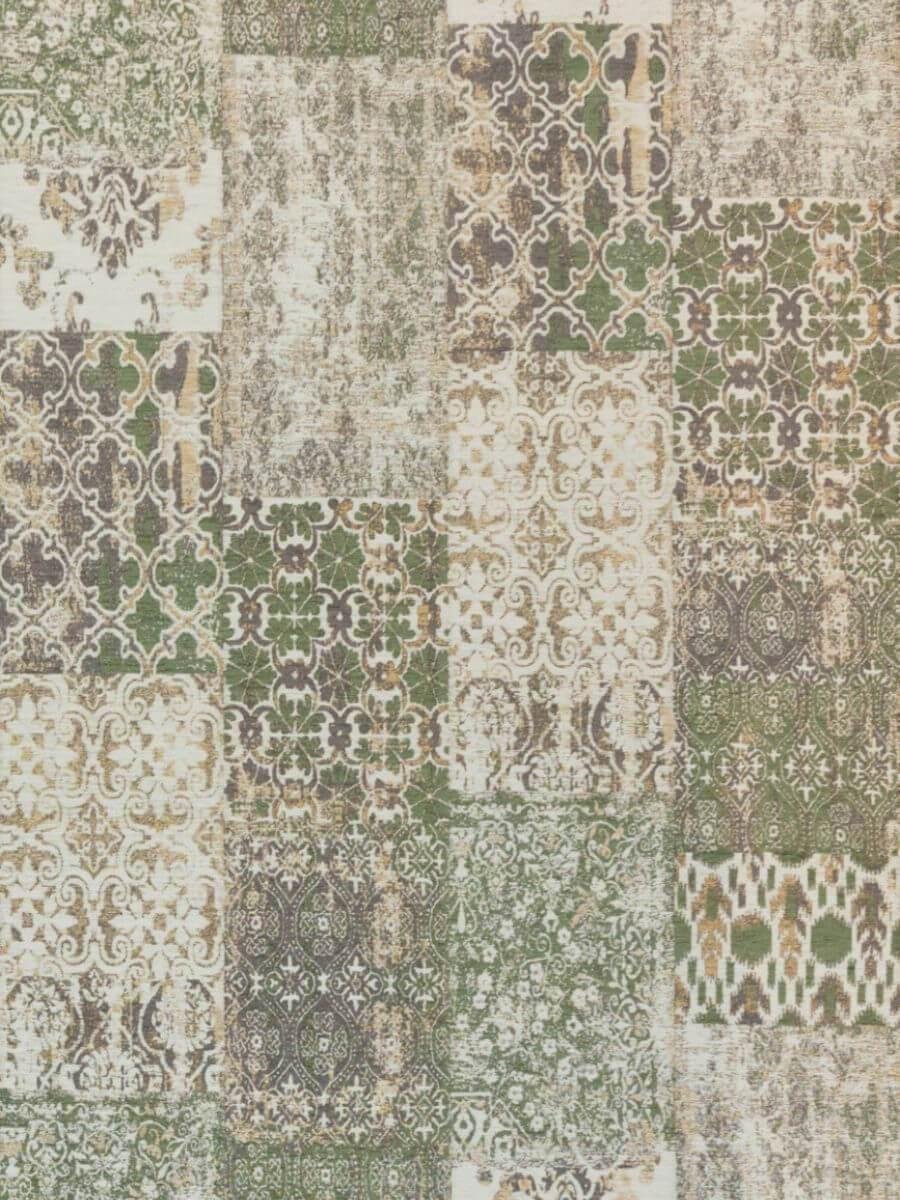 Vintage Vloerkleed Patchwork - Deco Olive - 140x200 Groen Tapijt