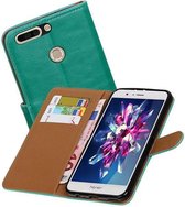 Zakelijke Book Case Telefoonhoesje Geschikt voor de Huawei Honor 8 Pro / V9 - Portemonnee Hoesje - Pasjeshouder Wallet Case - Groen
