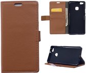 Litchi cover bruin wallet case hoesje Huawei P9 Plus