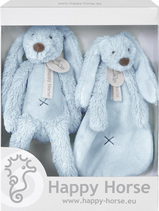 Happy Horse Geschenkverpakking Konijn Richie Blauw Knuffel no. 1 - 28 cm / Knuffeldoekje - 33 cm van Happy Horse — afbeelding 2