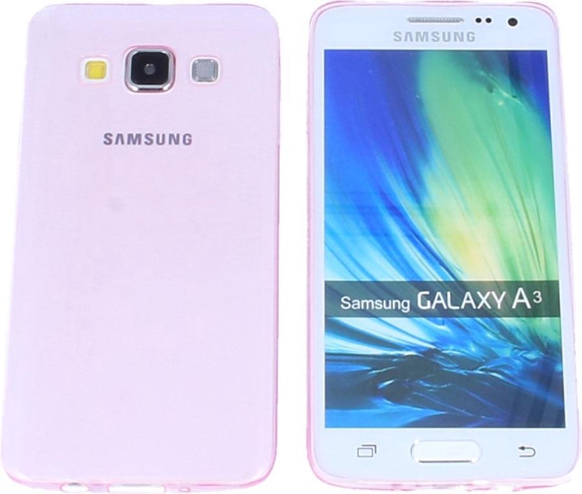 Samsung Galaxy A3, 0.35mm Ultra Thin Matte Soft Back Skin case Transparant Roze Pink