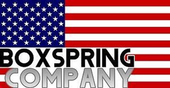 Amerikaanse vlag met 'BOXSPRING COMPANY' logo.