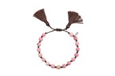 CO88 Collection Serenity 8CB 80044 Armband met Tassel - Natuursteen 6 mm - One-size - Bruin / Roze