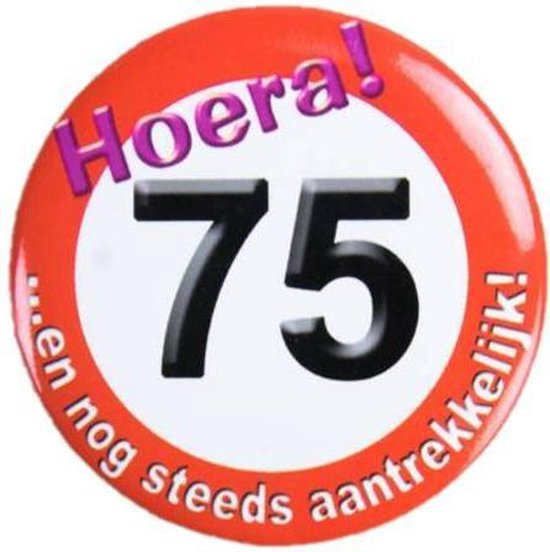 Paperdreams - Button - Klein - Verkeersbord - 75 Jaar