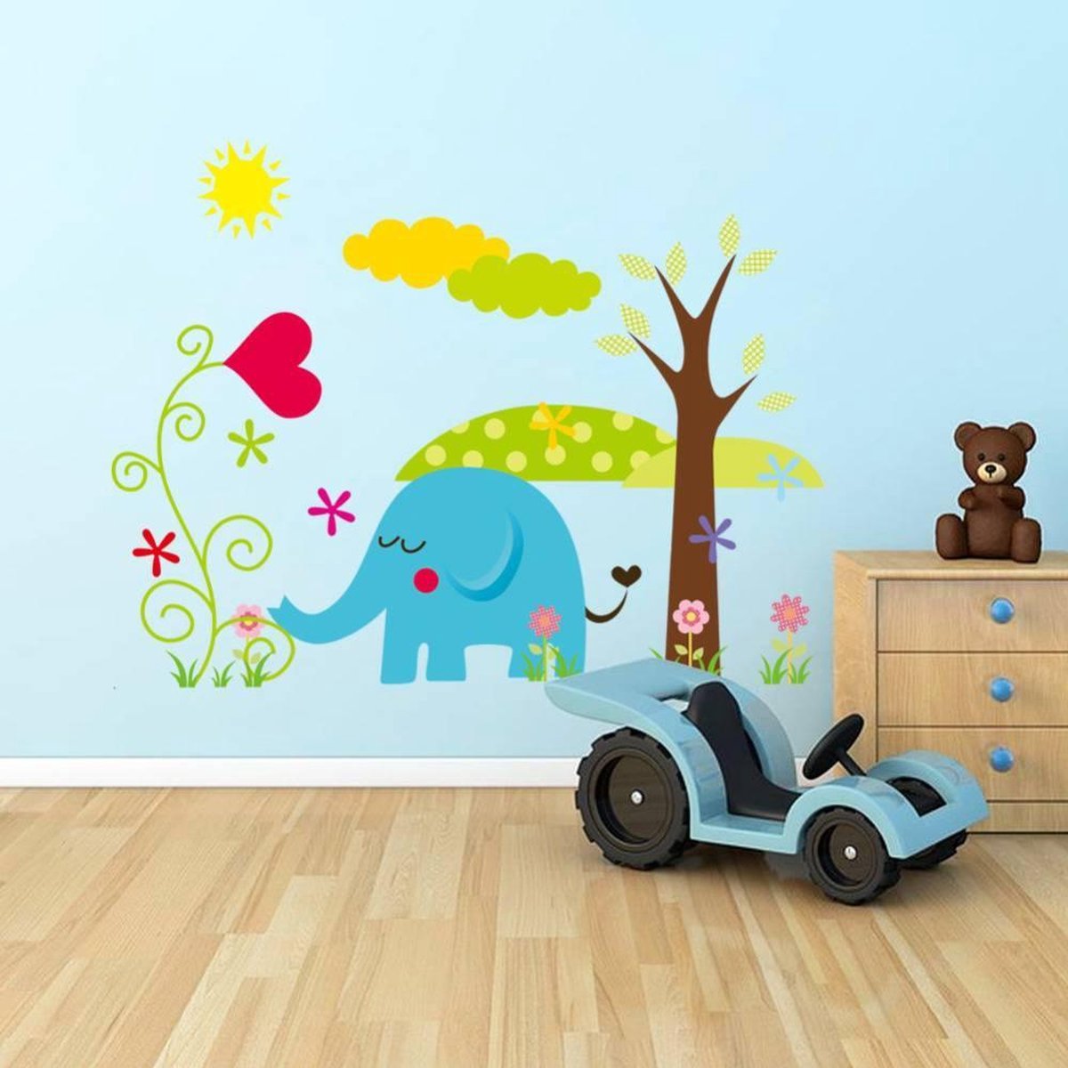 Muursticker kinderkamer – Babykamer – Muurdecoratie – Muurstickers babykamer – Dieren – Olifant - DisQounts