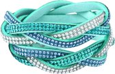 Fako Bijoux® - Wikkelarmband - Gevlochten - Aqua