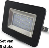 50W LED Bouwlamp| Zwart |3000K (Warm Wit)|vervangt 250W halogeen|Set van 5