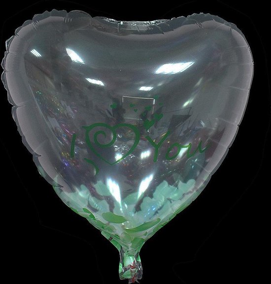 Folieballon I love you transparant/groen 45x45 cm