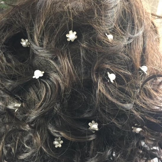 5 stuks Haarversiering- Bruid- Parel- Strass- Haarpinnen- 1 cm - Charme Bijoux