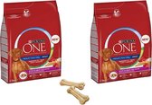 Purina One hondenbrokken Medium/Maxi 2,5Kg Adult Rund per 2 zakken + gratis 2 knookjes