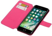 Mobieletelefoonhoesje.nl - iPhone 7 Plus Hoesje Cross Pattern TPU Bookstyle Roze