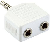 Benza Kabel - Hoofdtelefoon Splitter, Verdeel Adapter plug van 1x 3,5 mm naar 2x 3,5 mm Jack (wit)