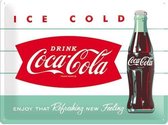 Coca Cola- Ice cold, Retro reclame wandbord, Reclamebord Amerika USA.  metaal