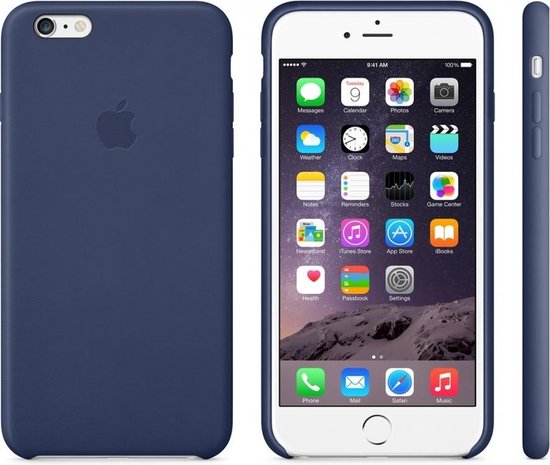 bol.com | Apple Leren Hoesje voor iPhone 6/6s Plus - Donkerblauw