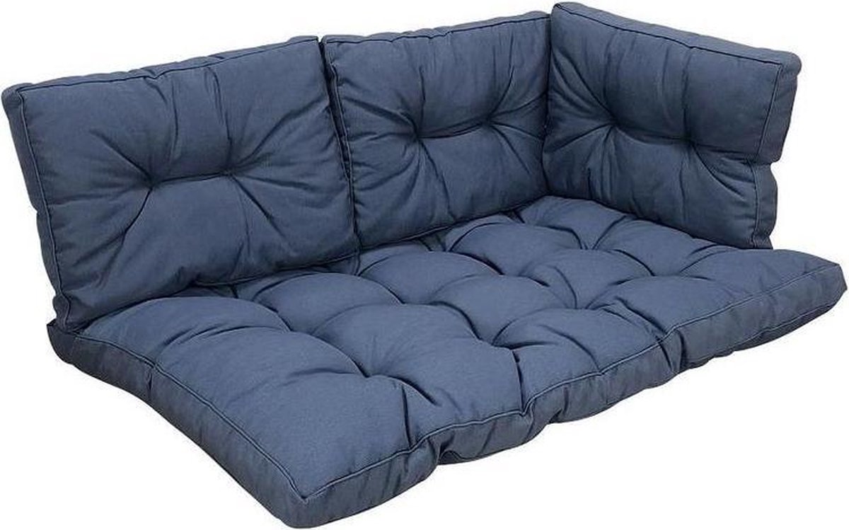 Blauw gestreept loungekussen set voor palletmeubelen, 4-delig, 120 x 80 cm - Florance Saffier Blue.