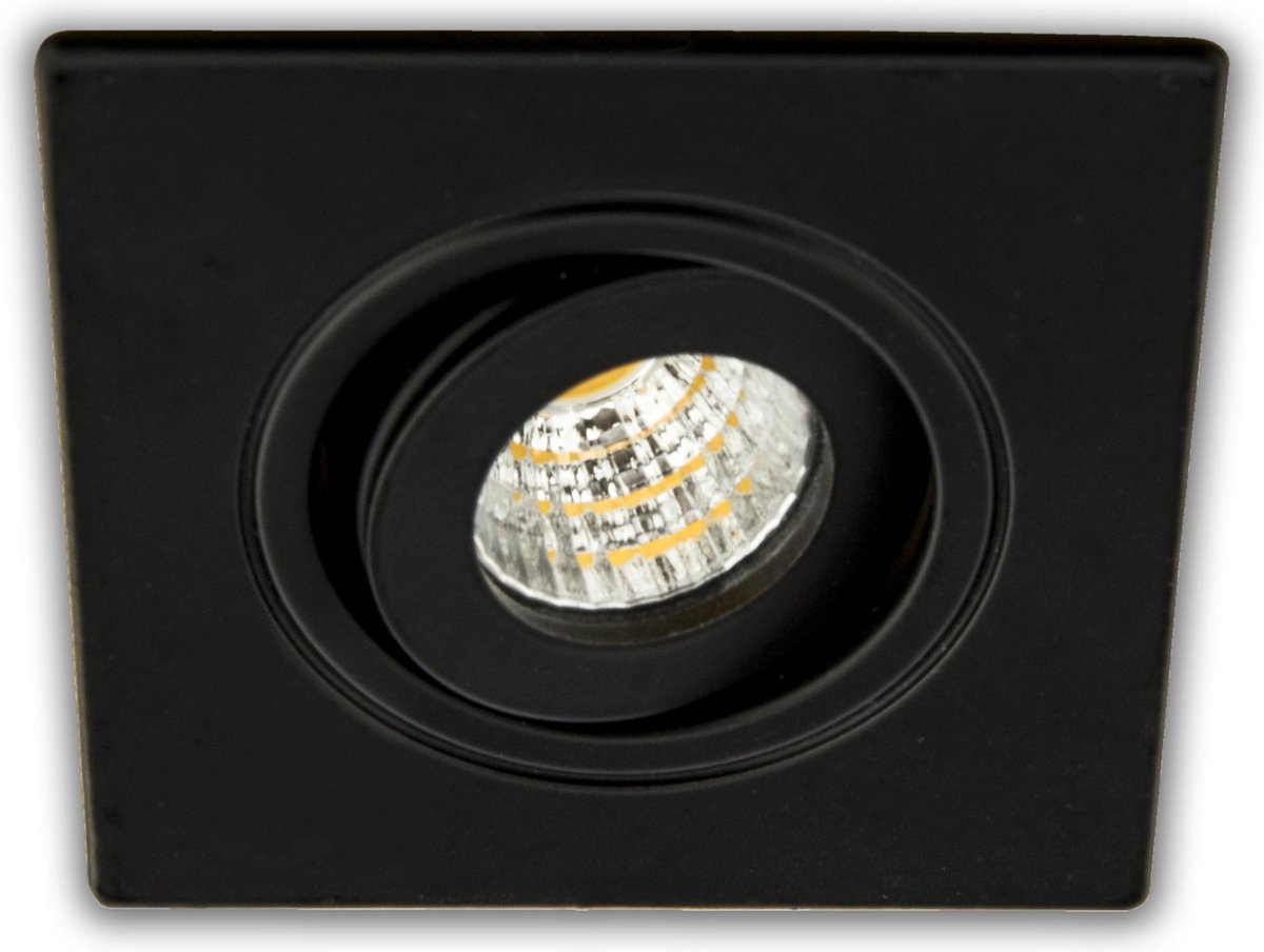 Groenovatie Inbouwspot LED - 3W - Vierkant - Kantelbaar - Dimbaar - 61x61 mm - Zwart