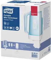 Tork Starterpack Draagbare Mini Centerfeed Poetspapier Dispenser Kunststof Wit/Turquoise M1