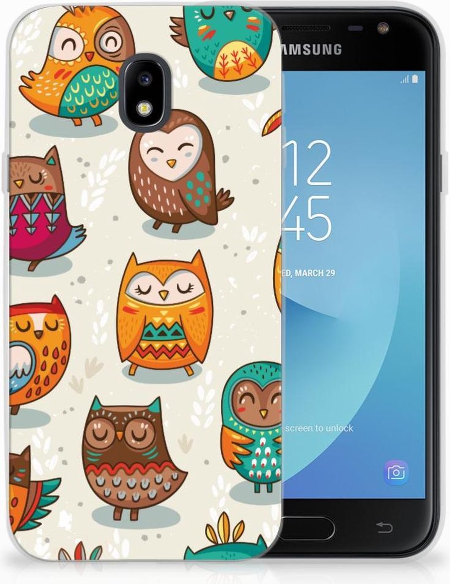 Samsung Galaxy J3 2017 TPU Hoesje Vrolijke Uilen