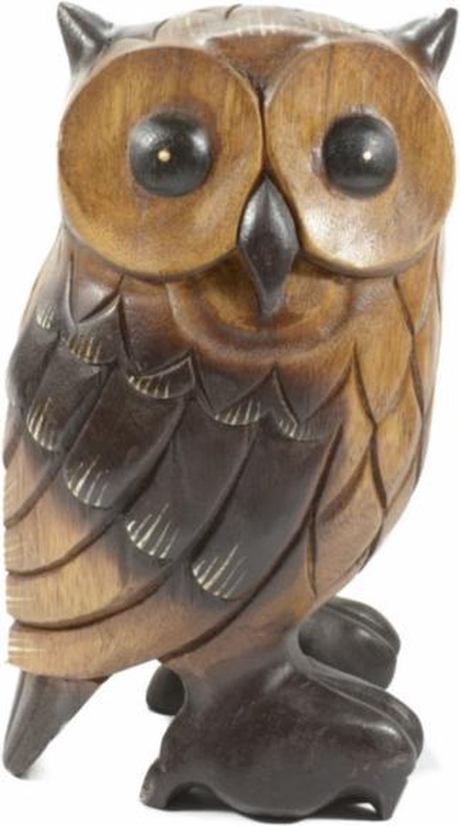 Chouette rayée miniature en bois sculpté à la main