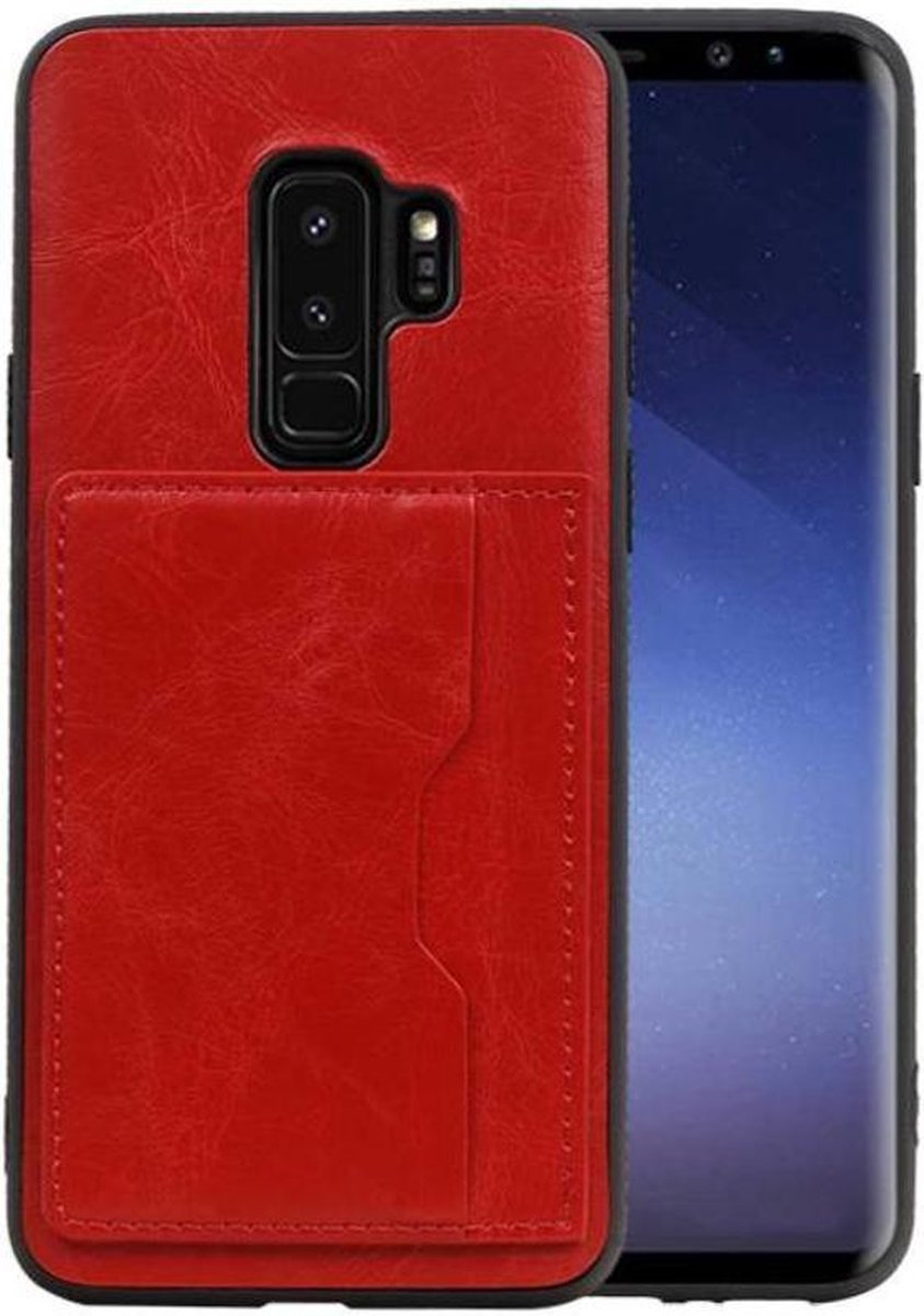 Staand Back Cover 1 Pasjes voor Galaxy S9 Plus Rood