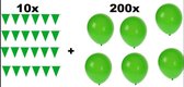 10x Vlaggenlijn 10 meter + 200 Ballonnen groen