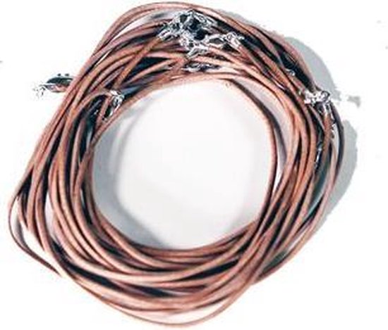 Yogi & Yogini naturals Lederen halsketting met karabijnslotje lichtbruin (45 cm)