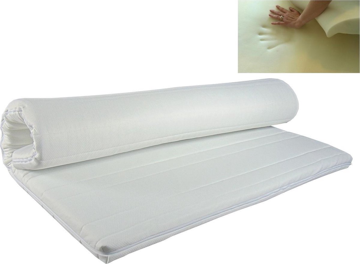 Slaaploods.nl Topdekmatras - Traagschuim Comfort - 140x210 cm - Dikte 8 cm Wit