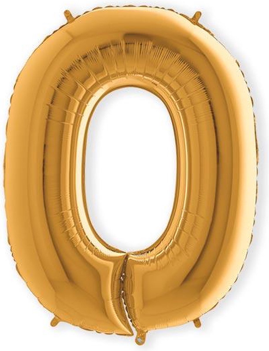 Folieballon - cijfer - 0 - goud - (100cm)