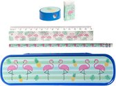 Pms Schrijfset Flamingo Groen/roze 5-delig
